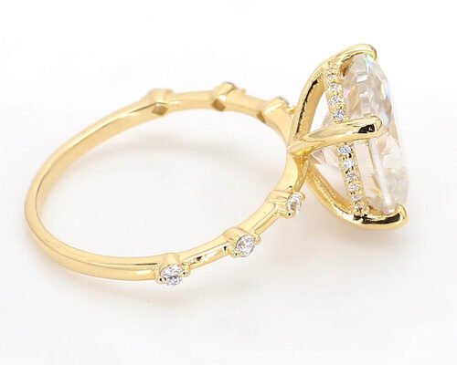 3ct Moissanite 14k Yellow Gold Diamond Ring Oval Cut for Engagement