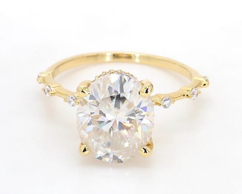 3ct Moissanite 14k Yellow Gold Diamond Ring Oval Cut for Engagement