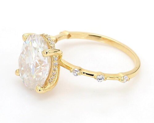 3ct Moissanite 14k Yellow Gold Diamond Ring Oval Cut for Engagement