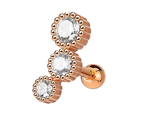 Sterile Gold Body Piercing Jewelry Earrings For Cartilage Tragus Dia 3×3mm ODM