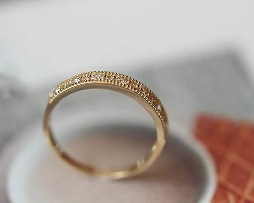 Filigree Style Real Diamond Jewellery Ring Round Cut 2.5mm 1.3mm Size