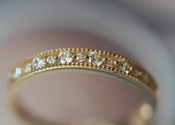 Filigree Style Real Diamond Jewellery Ring Round Cut 2.5mm 1.3mm Size