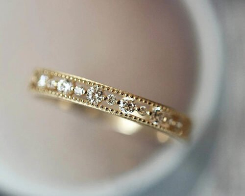Filigree Style Real Diamond Jewellery Ring Round Cut 2.5mm 1.3mm Size