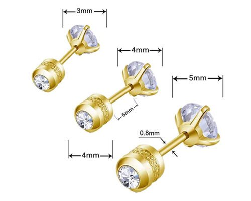 Hypoallergenic 14k Gold Flat Back Stud Earrings With 2mm 4mm Tiny Round Diamond