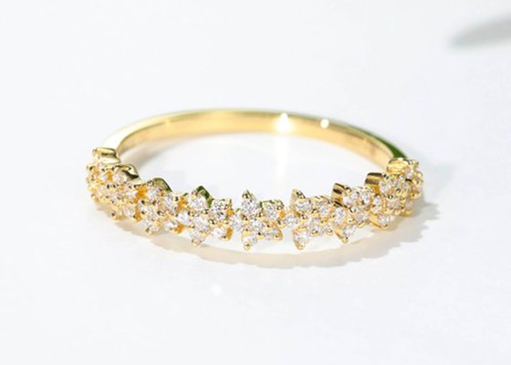 0.54ct Gold Star Diamond Ring , 1.3mm 18k Gold Engagement Ring For Women Girl