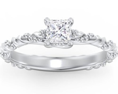 Princess Cut Real Diamond Jewellery Ring Twisted Rope Style 6×6mm Size OEM