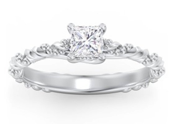 Princess Cut Real Diamond Jewellery Ring Twisted Rope Style 6×6mm Size OEM