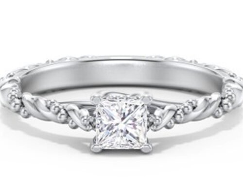 Princess Cut Real Diamond Jewellery Ring Twisted Rope Style 6×6mm Size OEM