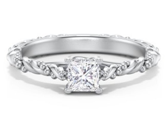 Princess Cut Real Diamond Jewellery Ring Twisted Rope Style 6×6mm Size OEM