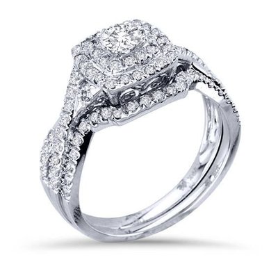 43PCS 0.43ct Diamond Engagement Wedding Rings 18K White Gold Color ODM