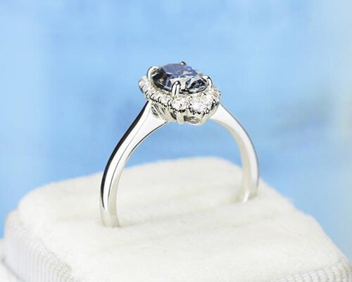 3 Carat Oval Lab Grown Moissanite Ring Dark Grey color 8×10MM size