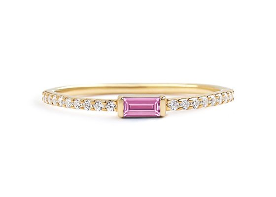 Thin Diamond 9K Gold Ring 0.20ct 2.5MM Width for Engagement Prong Setting Type