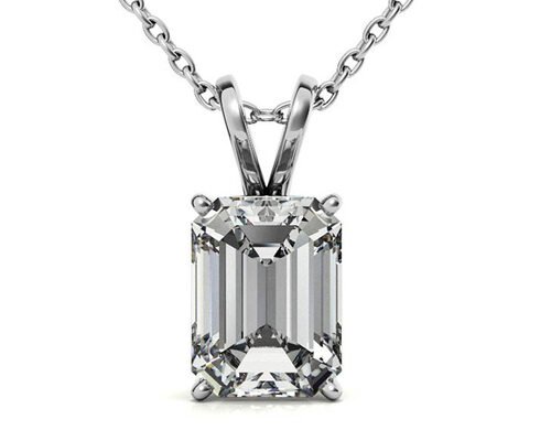 1.05ct Emerald Cut 14k Gold Necklaces Dia 7×5mm Bezel setting Type