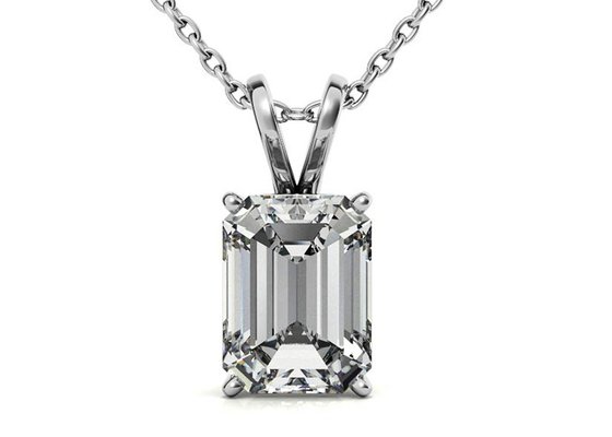 1.05ct Emerald Cut 14k Gold Necklaces Dia 7×5mm Bezel setting Type