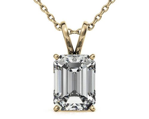 1.05ct Emerald Cut 14k Gold Necklaces Dia 7×5mm Bezel setting Type