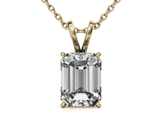 1.05ct Emerald Cut 14k Gold Necklaces Dia 7×5mm Bezel setting Type