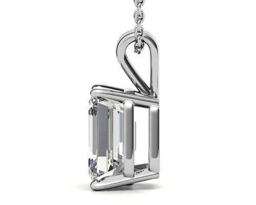 1.05ct Emerald Cut 14k Gold Necklaces Dia 7×5mm Bezel setting Type