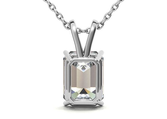 1.05ct Emerald Cut 14k Gold Necklaces Dia 7×5mm Bezel setting Type