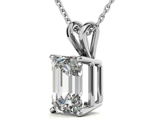 1.05ct Emerald Cut 14k Gold Necklaces Dia 7×5mm Bezel setting Type