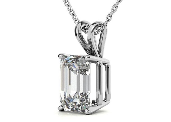 1.05ct Emerald Cut 14k Gold Necklaces Dia 7×5mm Bezel setting Type