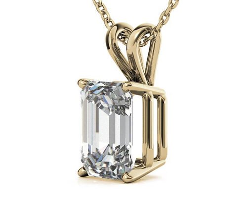 1.05ct Emerald Cut 14k Gold Necklaces Dia 7×5mm Bezel setting Type