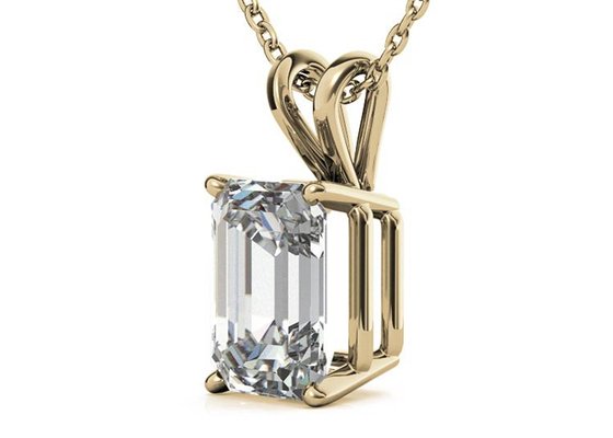 1.05ct Emerald Cut 14k Gold Necklaces Dia 7×5mm Bezel setting Type