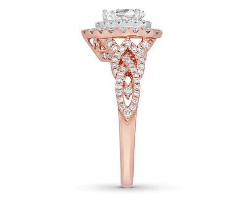 7ct 8ct 18K Rose Gold Ring , Engagement And Wedding Ring Set 7.0mm Pear Cut