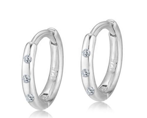 0.06ct Diamond Huggie Hoop Earrings 8mm 7mm 6mm size 1.3-1.5g Weight