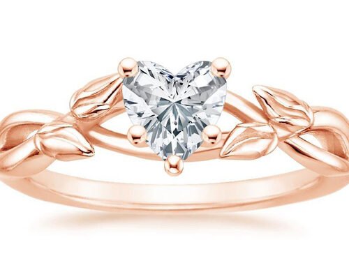 OEM Heart Shape Moissanite Ring , 5.5mm 9k Rose Gold Ring 0.6 Carat