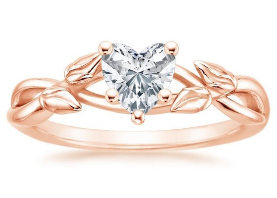 OEM Heart Shape Moissanite Ring , 5.5mm 9k Rose Gold Ring 0.6 Carat