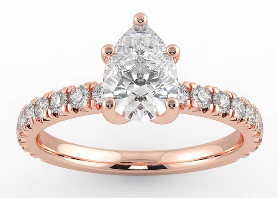 Wedding18K Rose Gold Ring Pear Cut 0.80ct DGC Certificate ODM