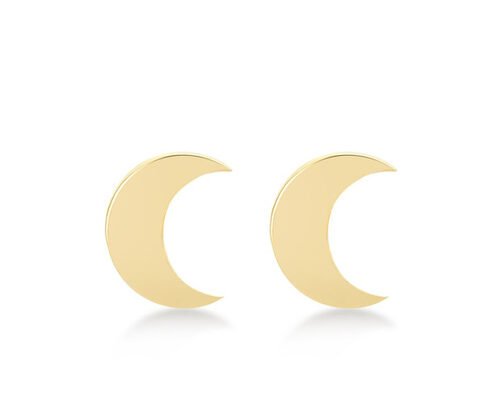 Crescent Shape 9K Gold Earrings 6MM Dimension ODM For Party Gift