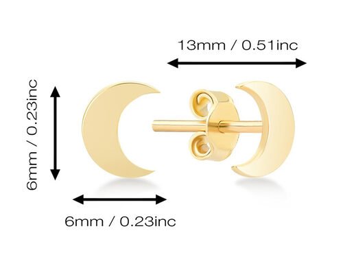 Crescent Shape 9K Gold Earrings 6MM Dimension ODM For Party Gift