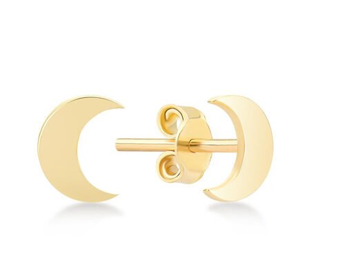 Crescent Shape 9K Gold Earrings 6MM Dimension ODM For Party Gift