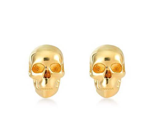 Anniversary Gold Skull Earrings 3×5MM Prong Hand Setting Type ODM