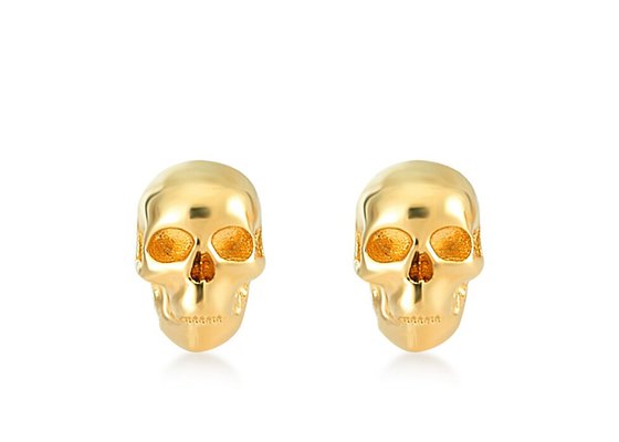 Anniversary Gold Skull Earrings 3×5MM Prong Hand Setting Type ODM