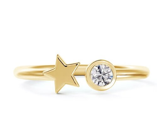 3.5mm Round Moissanite Ring , 0.16 Carat 9k Gold Wedding Ring ODM