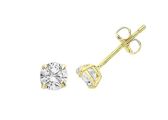 9ct 9K Gold Solitaire Earrings , Solitaire Diamond Stud 3mm 4mm 5mm