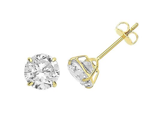 9ct 9K Gold Solitaire Earrings , Solitaire Diamond Stud 3mm 4mm 5mm