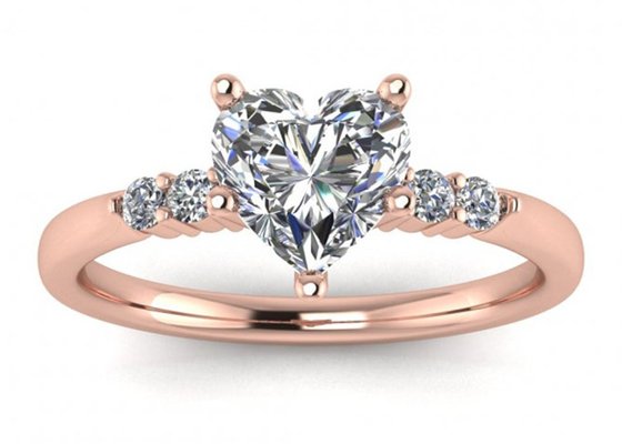 0.8ct 9K Silver Ring Heart Shape With Lab Diamond 6MM Dimension