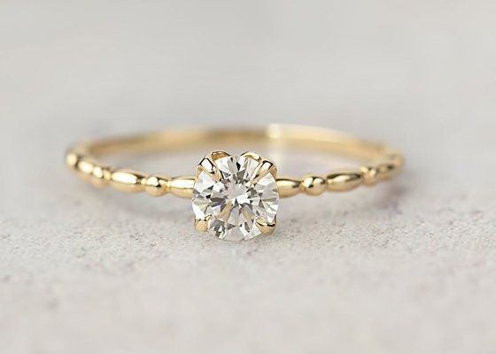 6MM Gold Ring With Solitaire Diamond , 0.8ct Moissanite Diamond Rings ODM