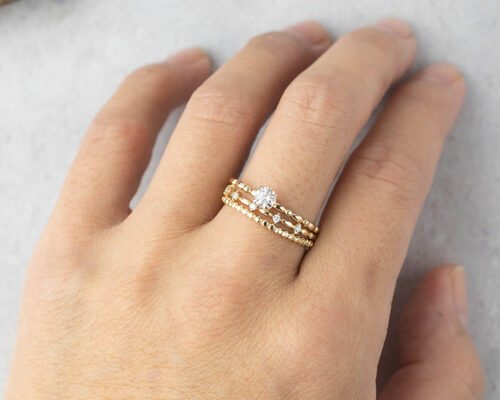 6MM Gold Ring With Solitaire Diamond , 0.8ct Moissanite Diamond Rings ODM