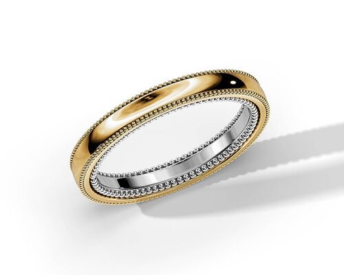 ODM 2 Tone Gold Engagement Rings , 4MM 5MM 6MM Gold Wedding Band Ring OEM