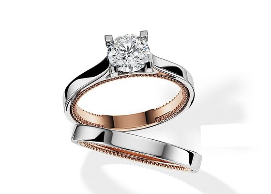 Two Tone Color 9K Gold Ring 7.5MM with 1.5ct Moissanite Diamond