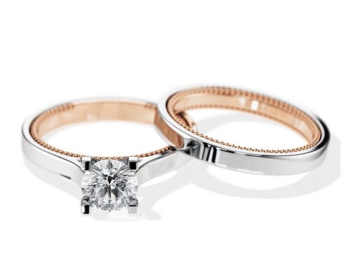 Two Tone Color 9K Gold Ring 7.5MM with 1.5ct Moissanite Diamond