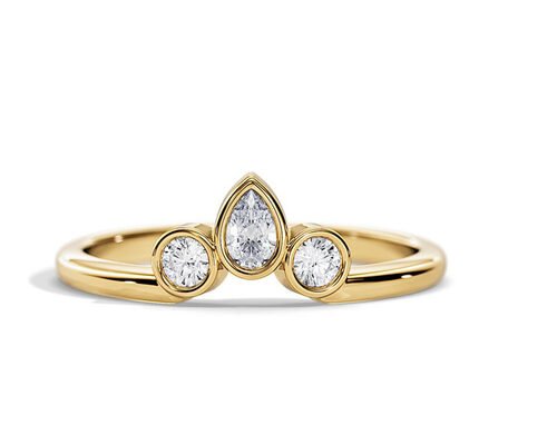 0.4CT V Shaped Wedding Band With Engagement Ring , 2MM Stackable Diamond Rings OEM