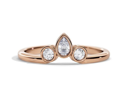 0.4CT V Shaped Wedding Band With Engagement Ring , 2MM Stackable Diamond Rings OEM