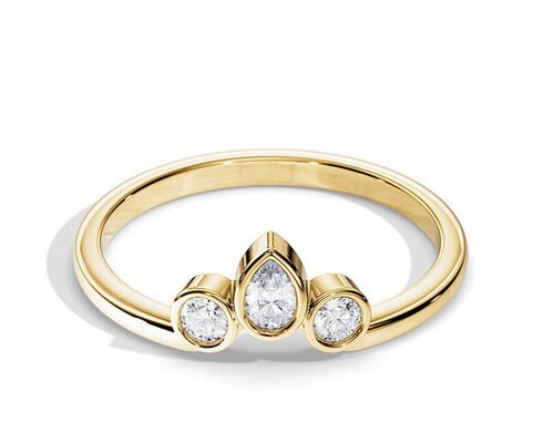0.4CT V Shaped Wedding Band With Engagement Ring , 2MM Stackable Diamond Rings OEM