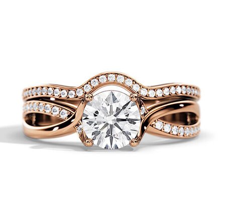 1.25ct Rose Gold Moissanite Engagement Rings VS1 SI1 SI2 Average Color