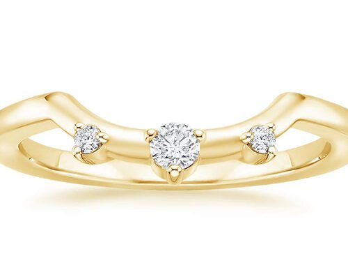 Size 1.3mm-2.2mm 14K Yellow Gold Jewelry With 0.05ct Three Stons